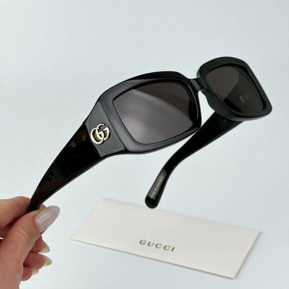 Gucci GG1403S 001 BRAND NEW Sunglasses Black Grey Unisex Rectangle main image 13